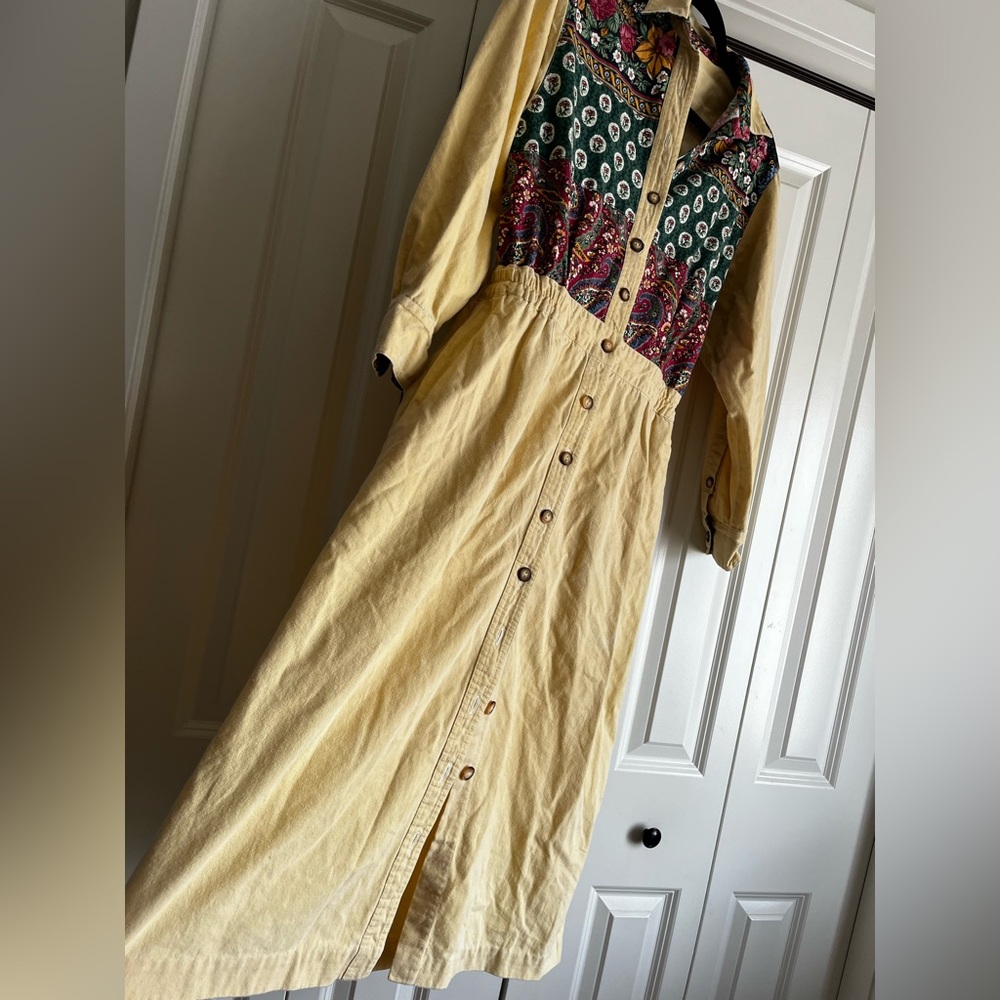 VINTAGE Anne Marie Yellow Button-Down Maxi Dress
